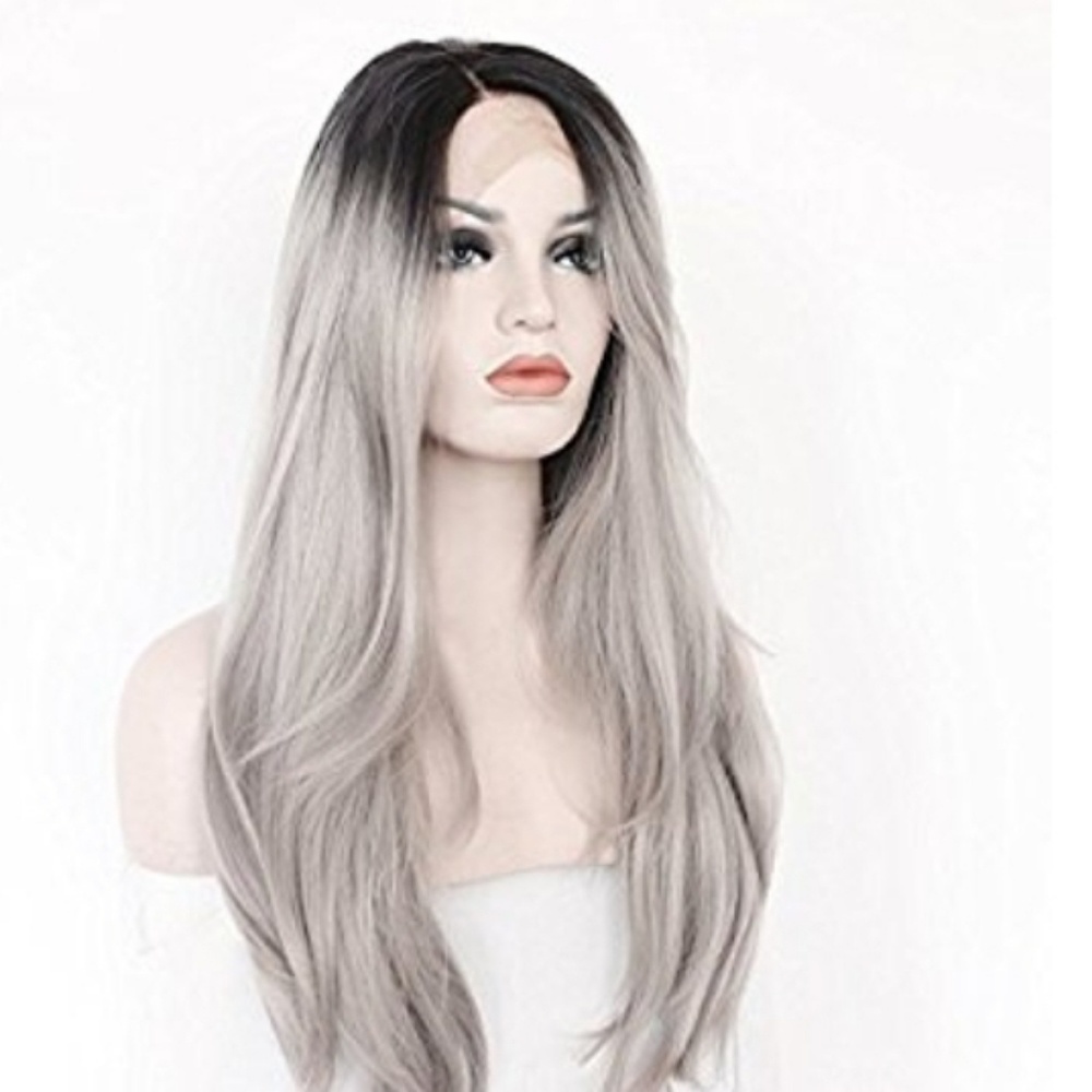 Black to grey ombre wig